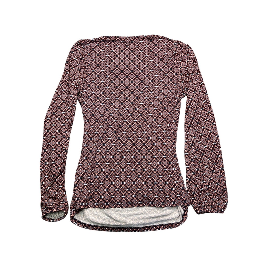 Boden Boho Peplum Blouse Floral Geometric V Neck Long‎ Sleeve Size 10 - Picture 8 of 8